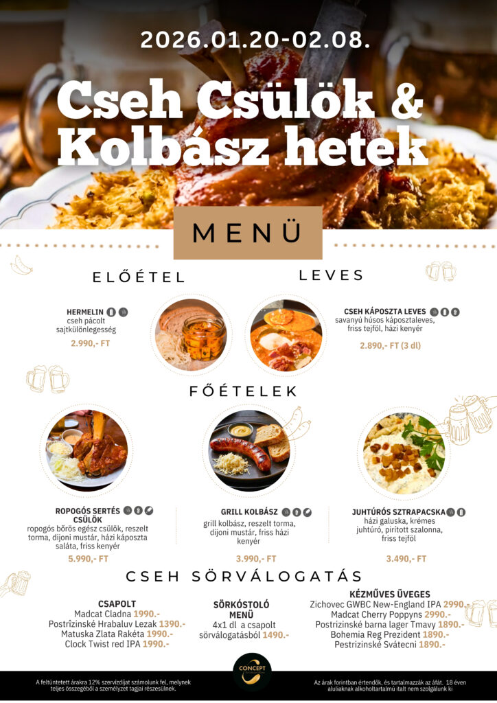 Cseh hetek csülök kolbász kézműves sör